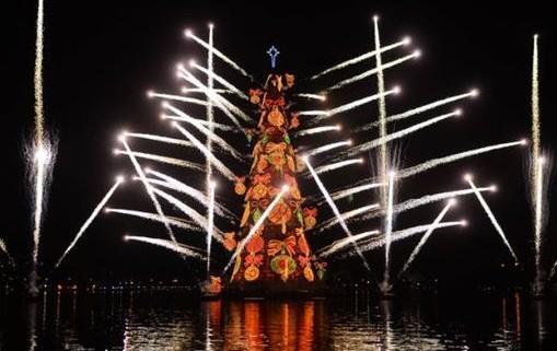 里约热内卢展示世界最大的水上圣诞树