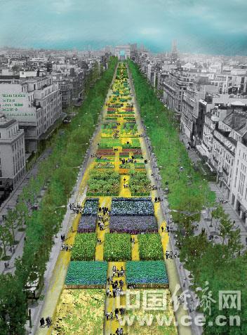 巴黎街头艺术：8000块绿植作品将占据香榭丽舍大街